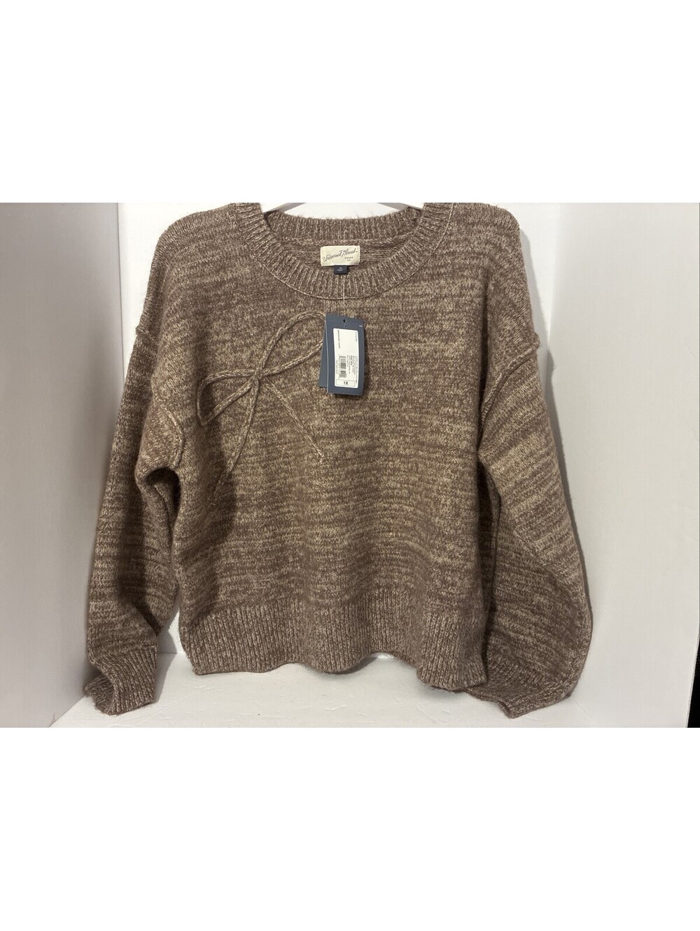 universal thread sweater With Bow Brown 1X